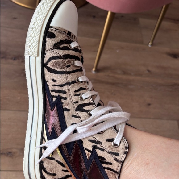 Roberto Cavalli Lightning Bolt Pony Hair High-Top Sneakers Size 41 EUC Run Small - Picture 7 of 12